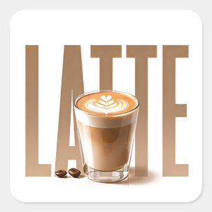 Latte Luxury Coffee Editorial Graphic Square Sticker