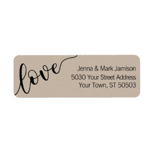 Latte Mocha Black Love Script Return Address