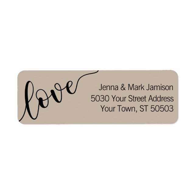 Latte Mocha Black Love Script Return Address (Front)