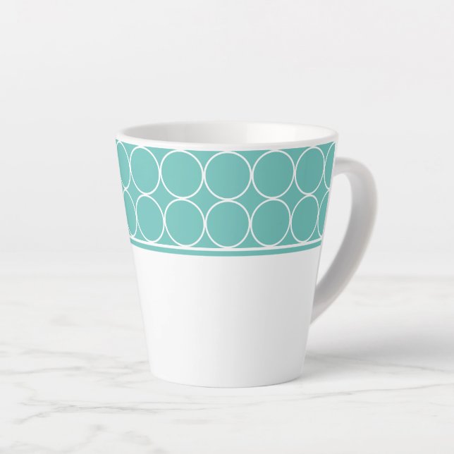 Latte Mug-Aqua & White Dots Mug (Right Angle)
