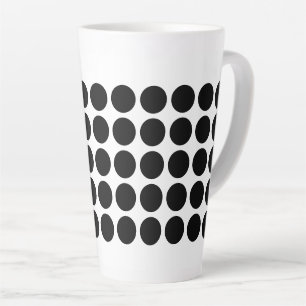 Latte Mug-Black Polka Dots Latte Mug