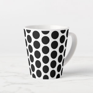 Latte Mug-Black Polka Dots Latte Mug