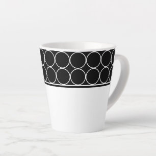 Latte Mug-Black & White Dots Latte Mug