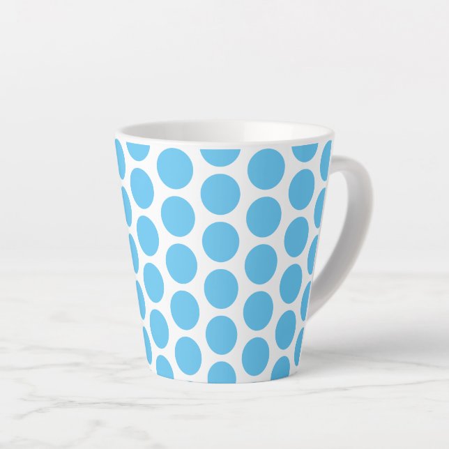 Latte Mug-Blue Polka Dots Latte Mug (Right Angle)