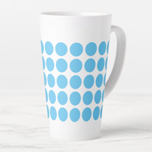 Latte Mug-Blue Polka Dots Mug (Right Angle)