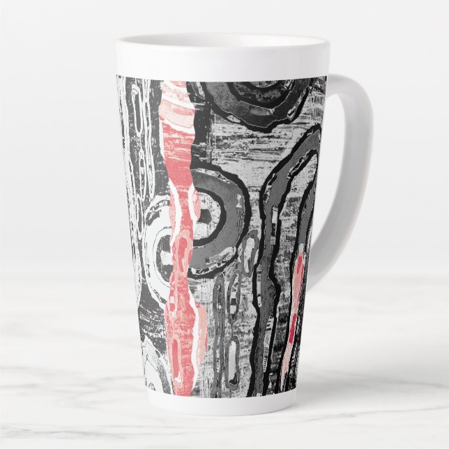 Latte Mug – Friction Lands Abstract Design (Right Angle)