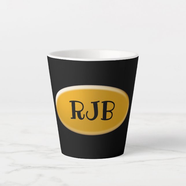 Latte Mug - Golden Oval with Initials (Front)