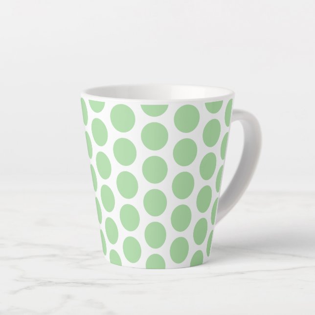 Latte Mug-Green Polka Dots Latte Mug (Right Angle)