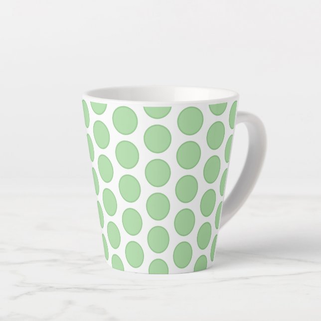 Latte Mug-Green Polka Dots Latte Mug (Right Angle)