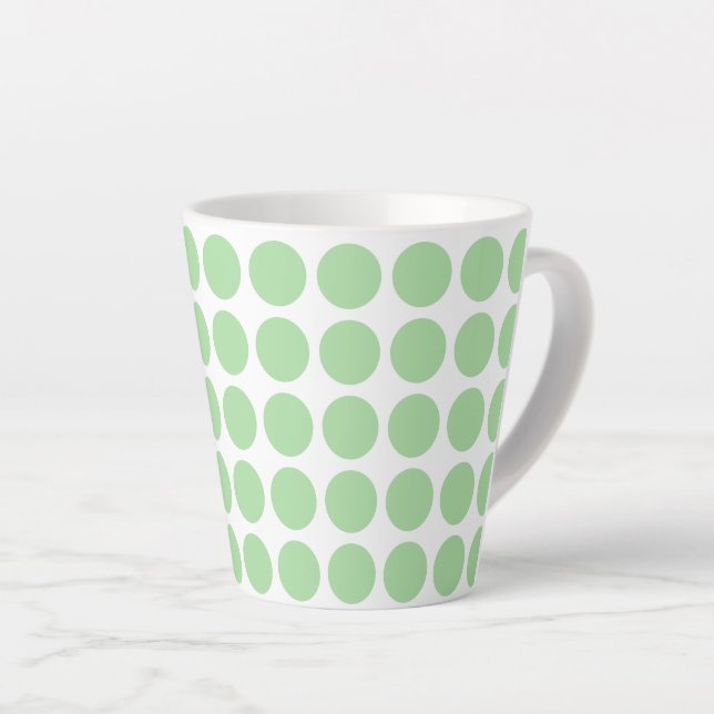 Latte Mug-Green Polka Dots Latte Mug (Right Angle)