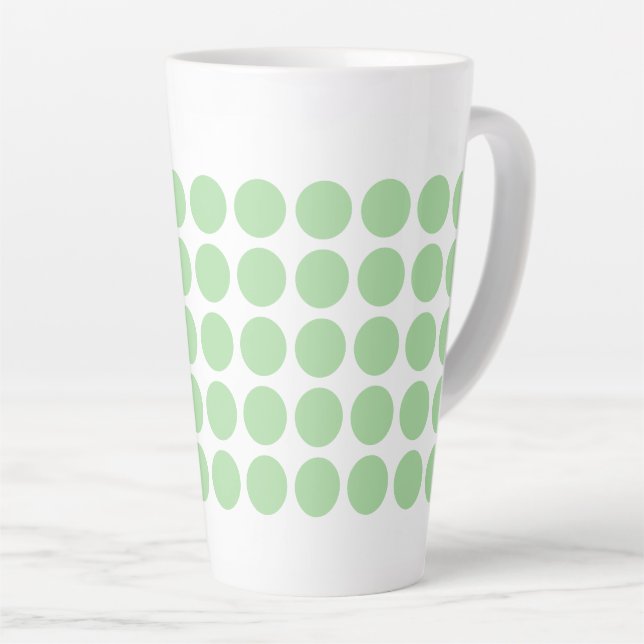 Latte Mug-Green Polka Dots Mug (Right Angle)