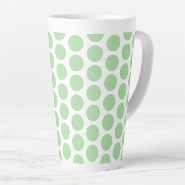 Latte Mug-Green Polka Dots Mug (Right Angle)