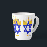 Latte Mug : Hanukkah Menorah<br><div class="desc">illustration : full colour Pen & Ink Drawing  Hanukkah Menorah</div>