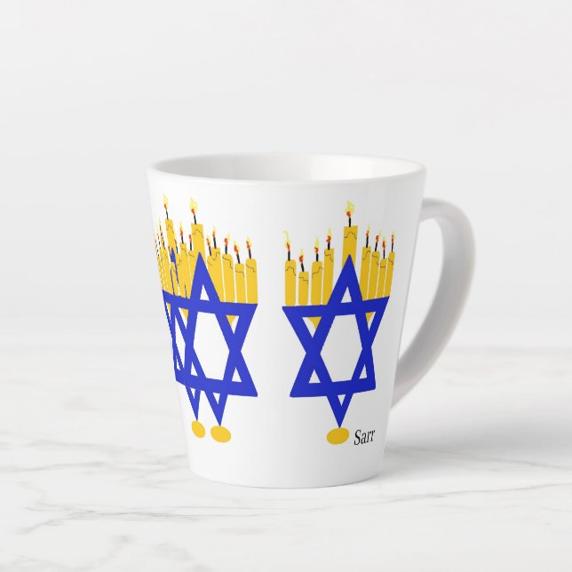 Latte Mug : Hanukkah Menorah (Right Angle)
