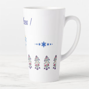Latte Mug Hanukkah theme with flowers menorah