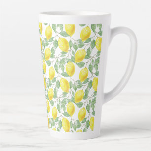 Latte Mug-Lemons Print Latte Mug