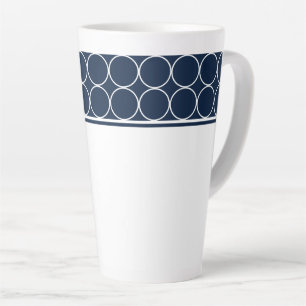 Latte Mug-Navy & White Dots Latte Mug