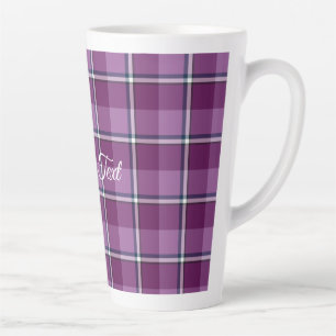 Latte Mug Purple and Trendy Pink Plaid