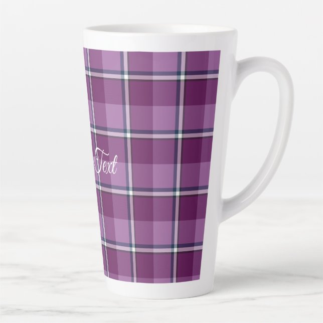 Latte Mug Purple and Trendy Pink Plaid (Right)
