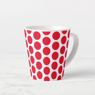 Latte Mug-Red Polka Dots Latte Mug