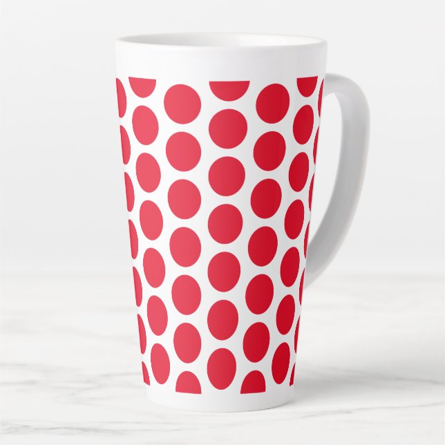 Latte Mug-Red Polka Dots Mug (Right Angle)