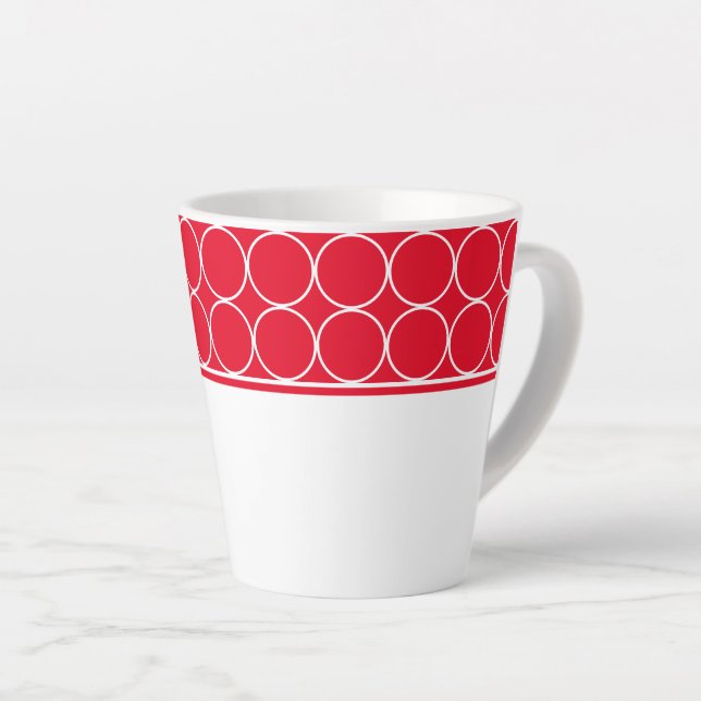 Latte Mug-Red & White Dots Mug (Right Angle)