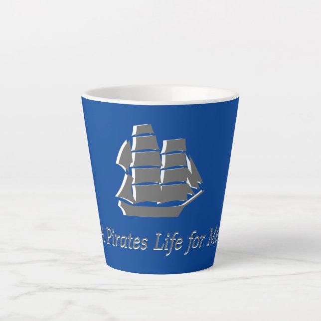 Latte Mug  -Sailing Ship with Text (Front)