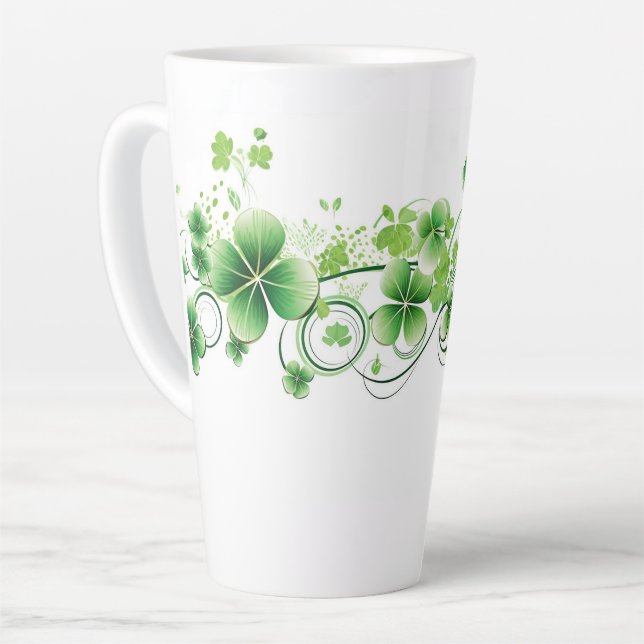 Latte Mug-St. Patricks Clovers Latte Mug (Left Angle)