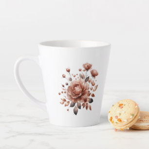 Latte Mug with Elegant Rose Bouquet