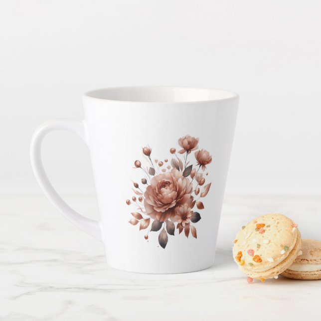 Latte Mug with Elegant Rose Bouquet (In Situ)
