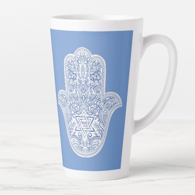 Latte Mugs - Hamsa - Judaica - Coffee Mug  (Right)