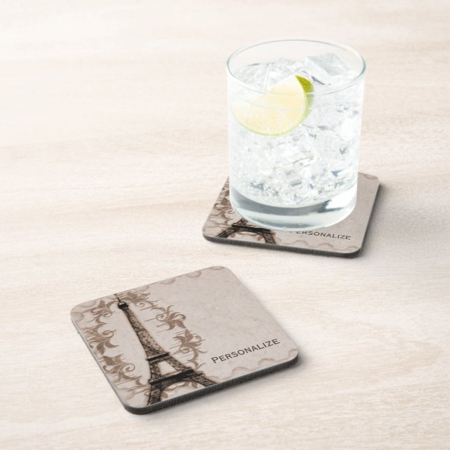 Latte Paris Grunge Coaster (Right Side)