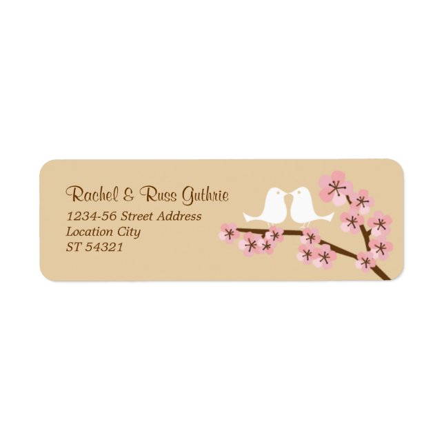 Latte & Pink Cherry Blossom Return Address (Front)