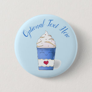Latte & Whipped Cream (Blue) 6 Cm Round Badge