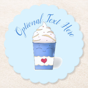 Latte & Whipped Cream (Blue)   Paper Coaster