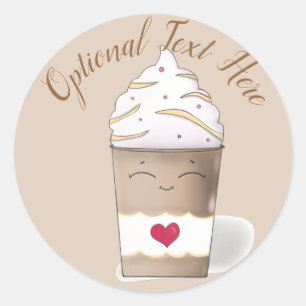 Latte & Whipped Cream (Coffee) Classic Round Sticker