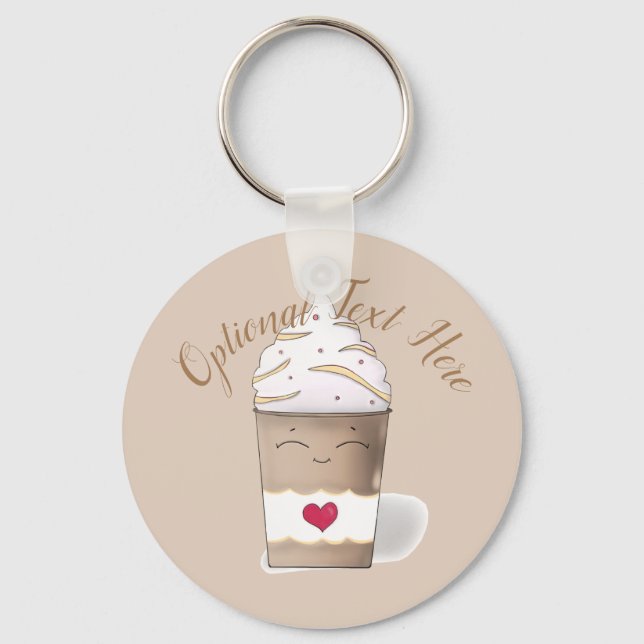 Latte & Whipped Cream (Coffee)   Key Ring (Front)