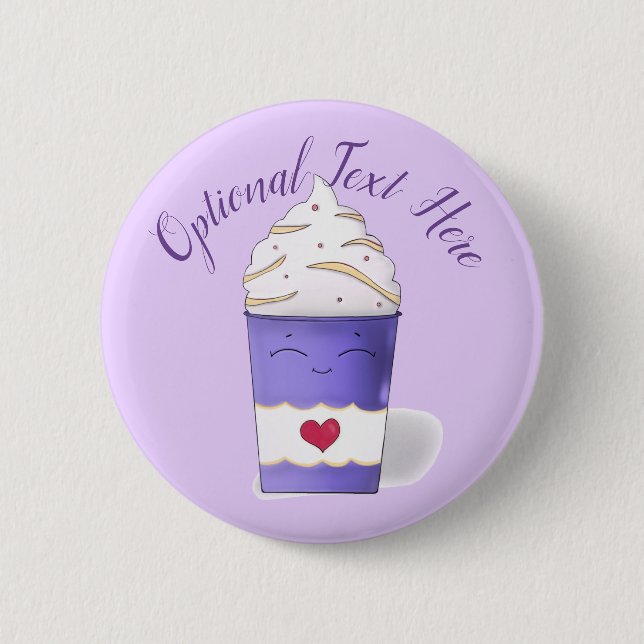 Latte & Whipped Cream (Purple)   Button (Front)