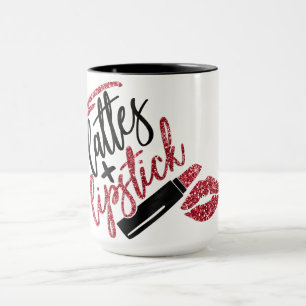 Lattes and Lipstick Faux Glitter Red Mug