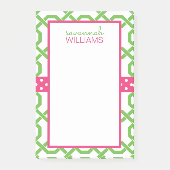 Lattice and Grosgrain Personalised Post-it Notepad (Front)
