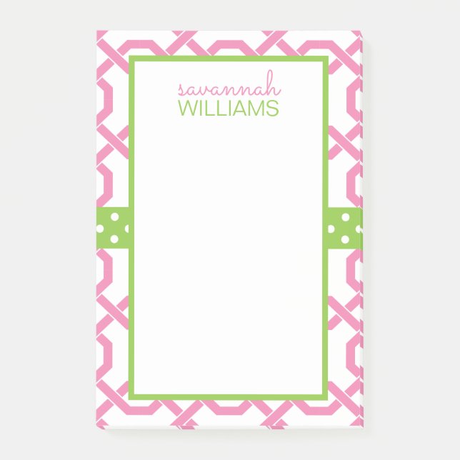 Lattice and Grosgrain Personalised Post-it Notepad (Front)