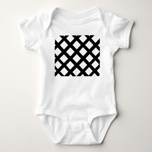Lattice Baby Bodysuit (Cream & Black) (Front)