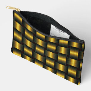 Lattice Black and Gold Accessory Pouch