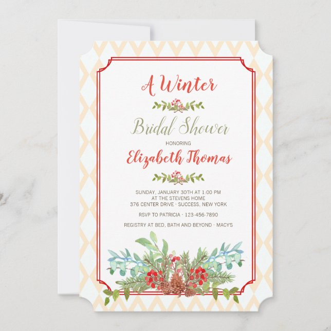 Lattice Frame Floral Invitation (Front)