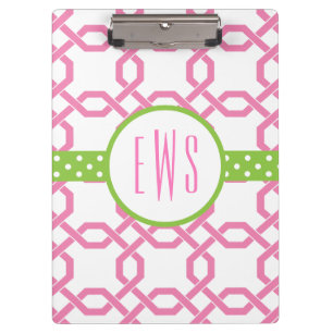 Lattice & Grosgrain Monogrammed Clipboard