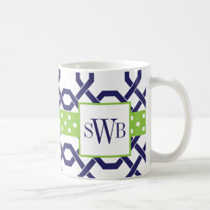 Lattice & Grosgrain Monogrammed Mug