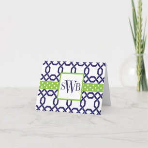 Lattice & Grosgrain Monogrammed Note Cards