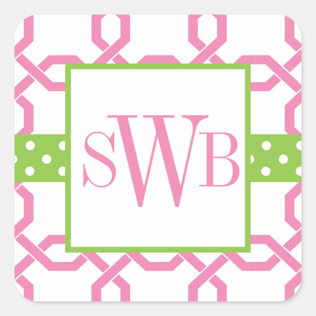 Lattice & Grosgrain Monogrammed Stickers (Front)