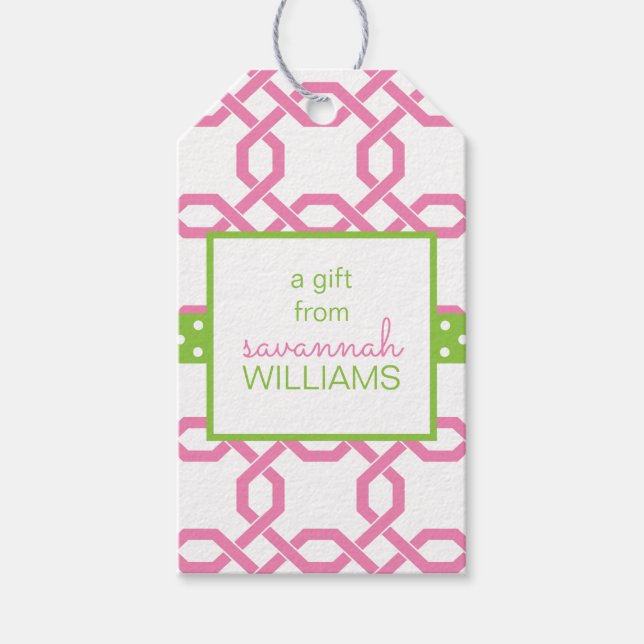Lattice & Grosgrain Personalised Gift Tags (Front)