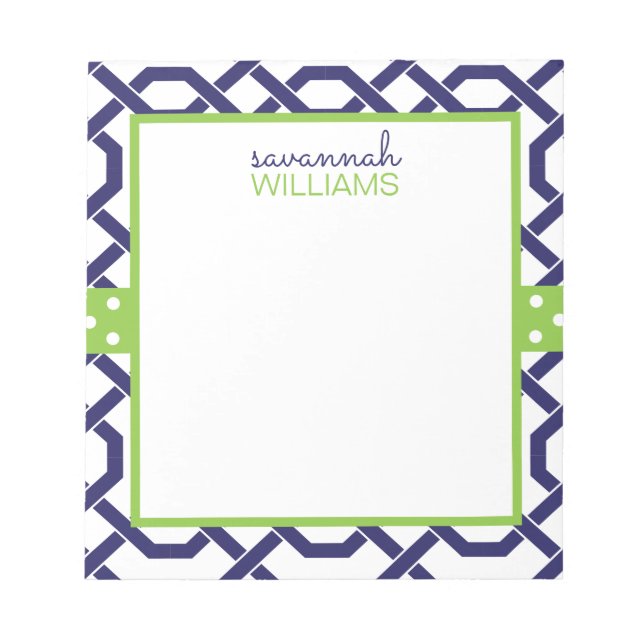 Lattice & Grosgrain Personalised Notepad (Front)